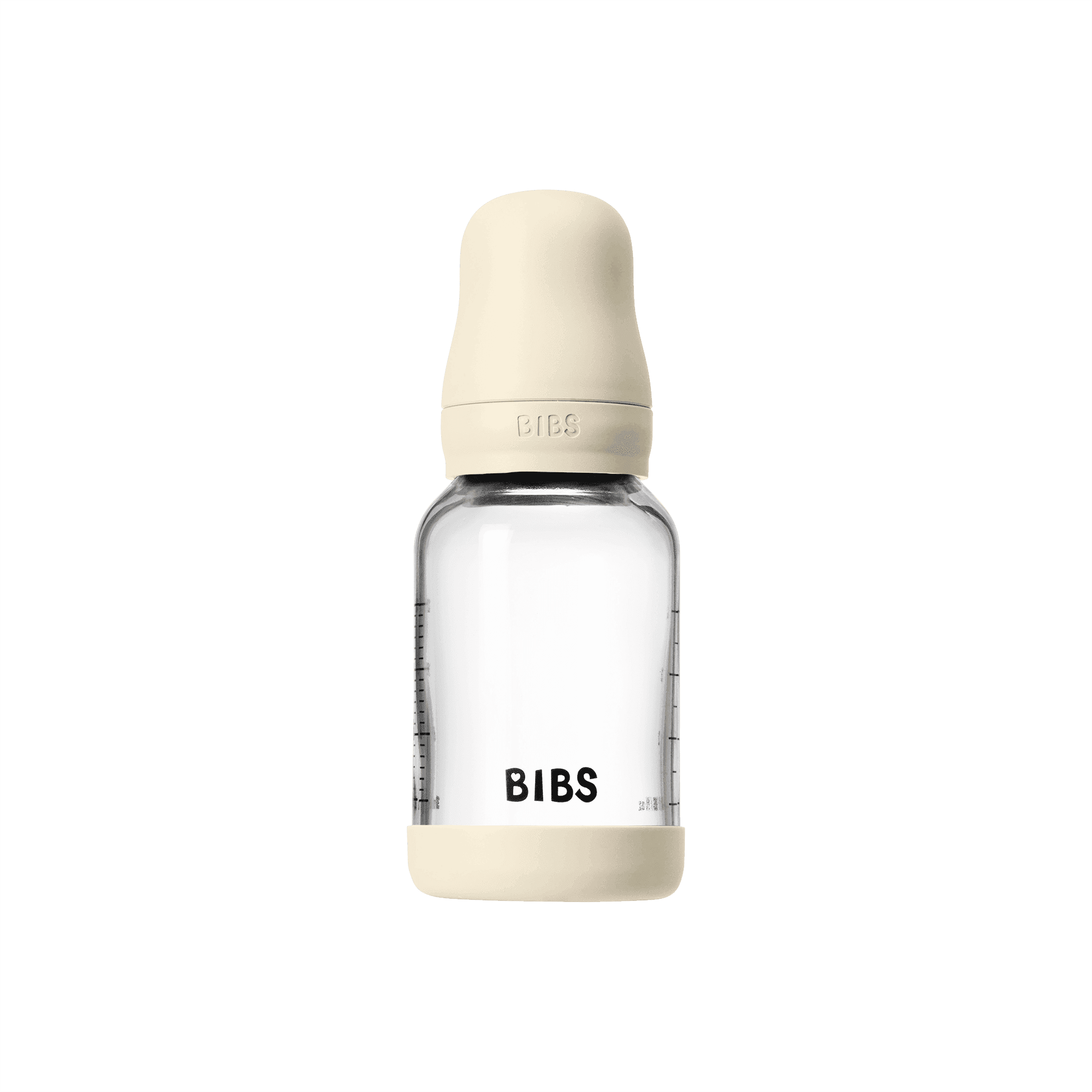 BIBS Glass Baby Bottle Round Latex Slow Flow Ivory 120 ml - produktbild 2