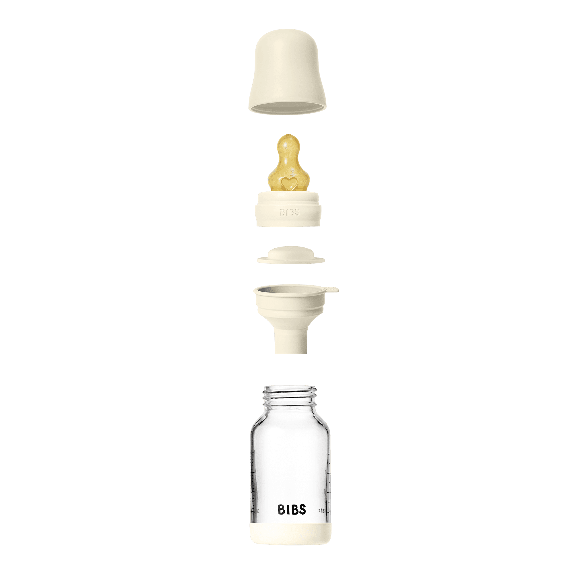 BIBS Glass Baby Bottle Round Latex Slow Flow Ivory 120 ml - produktbild 4
