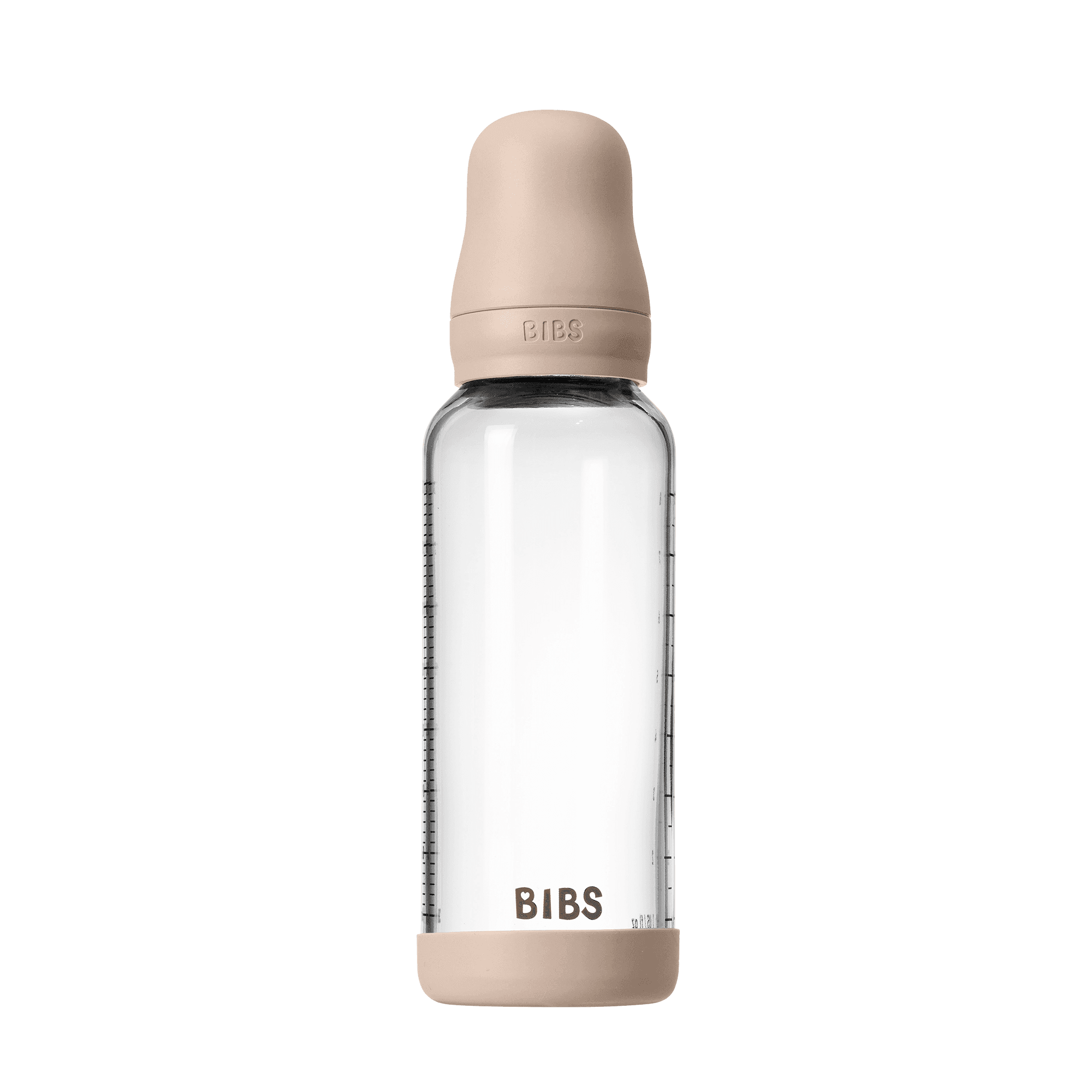 BIBS Glass Baby Bottle Round Latex Medium Flow Blush 240 ml - produktbild 2