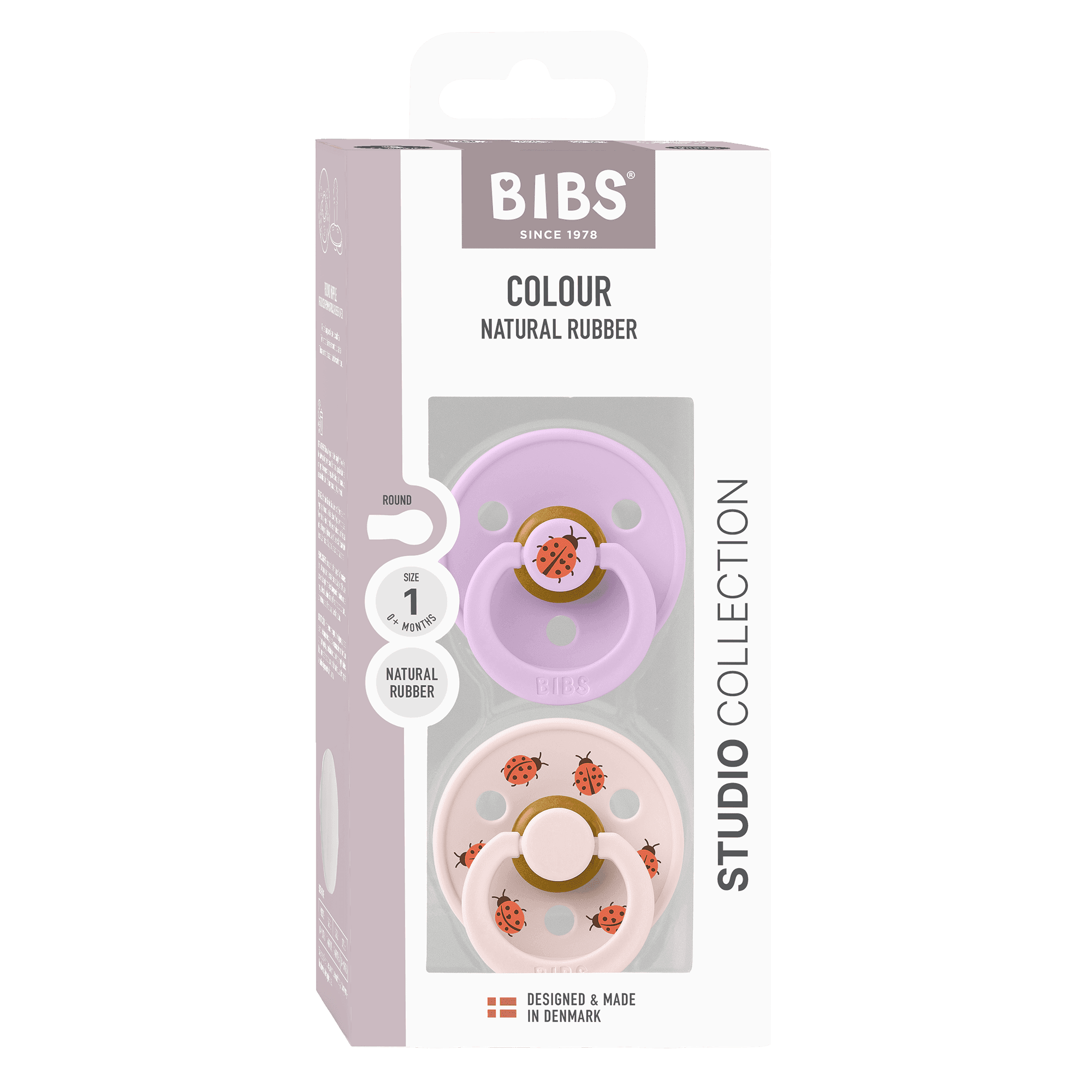 BIBS Studio Colour Latex Size 1 Ladybug Violet Sky Mix 2-pack - produktbild 3