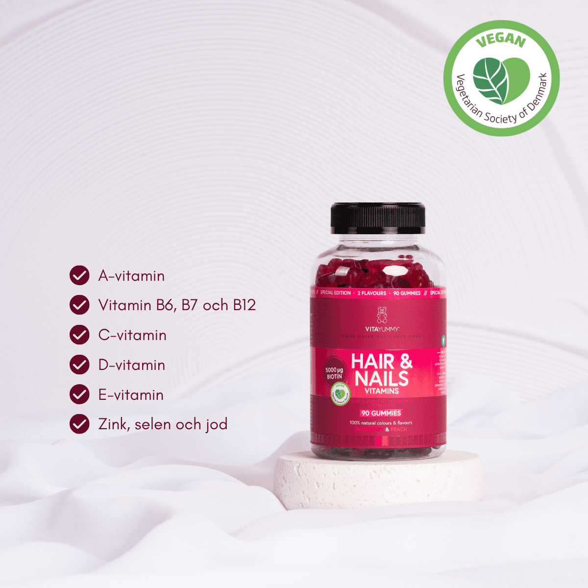 VitaYummy Hair & Nails Raspberry & Peach MIX 90 gummies 2