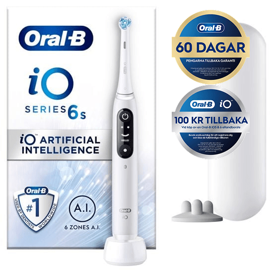 Oral-B iO 6S Vit Eltandborste med extra Tandborsthuvud - produktbild 2
