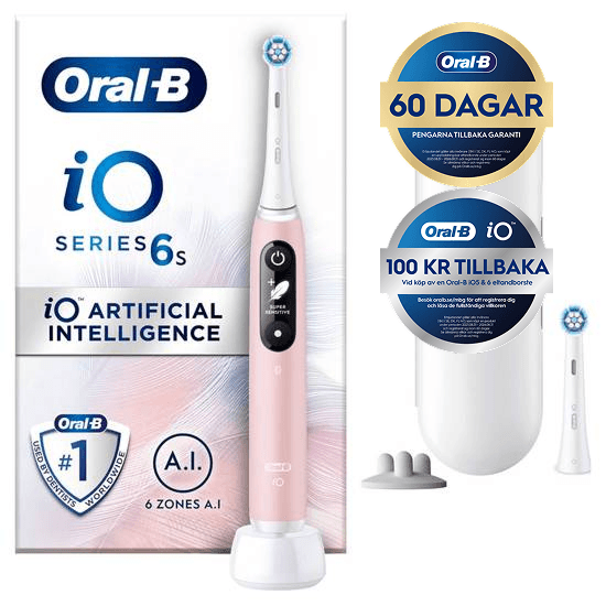 Oral-B iO 6S Rosa Eltandborste med extra Tandborsthuvud 2