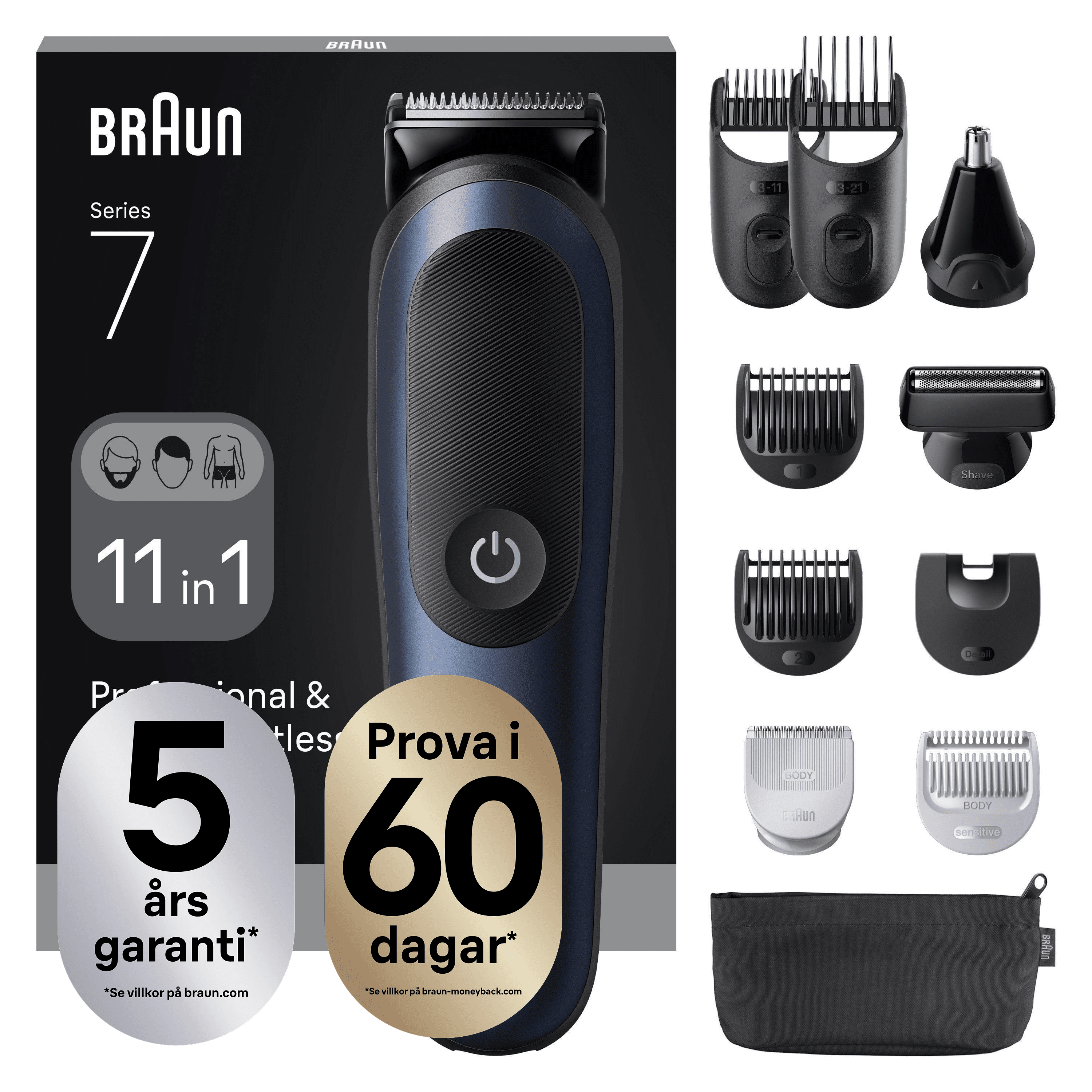 Braun All-in-One Series 7 11-in-1 Grooming Kit AIO7540 Blå 2