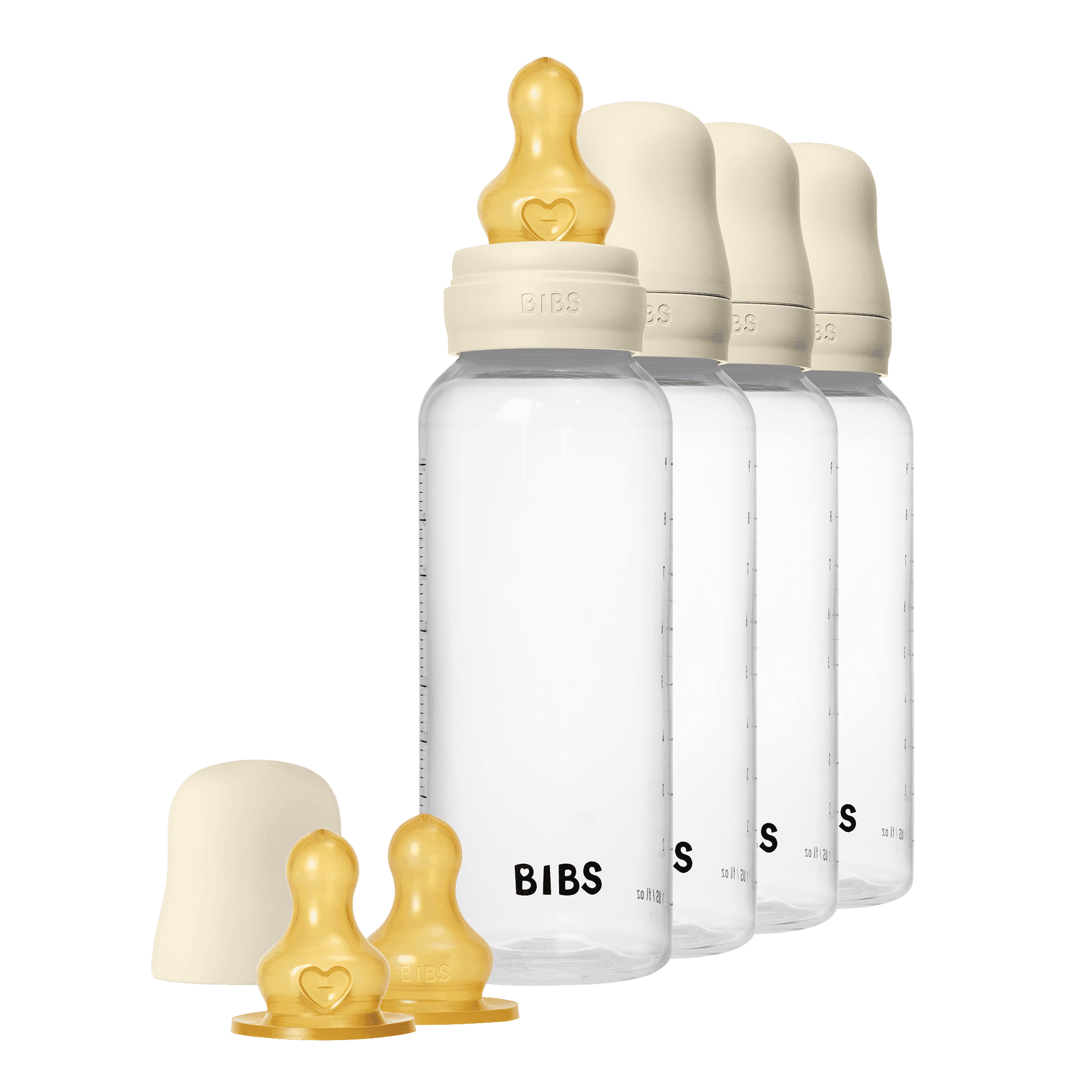 BIBS Baby Bottle Round Latex Ivory 270 ml 4-pack