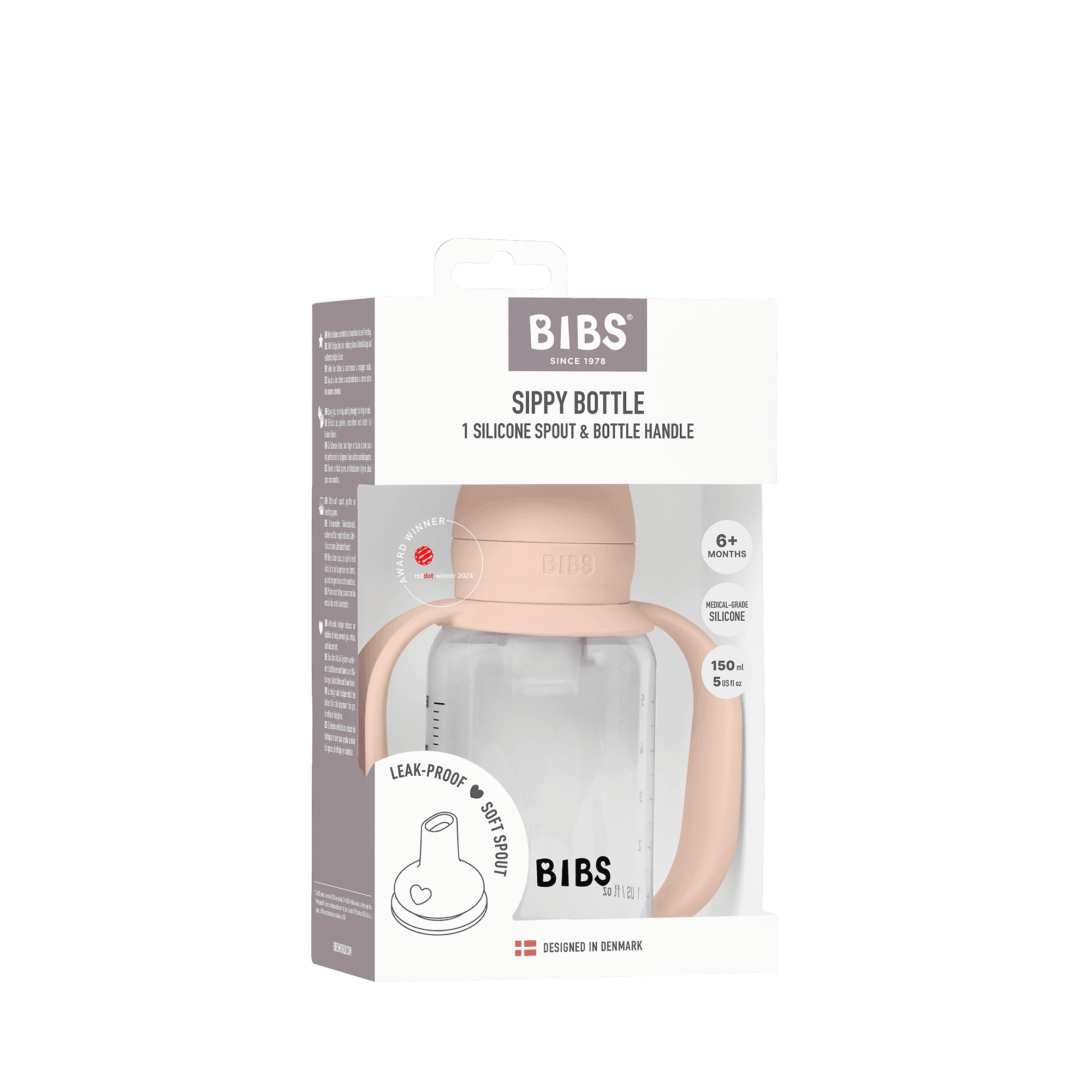 BIBS Baby Sippy Bottle Spout Silicone Blush 150 ml 1-pack 3