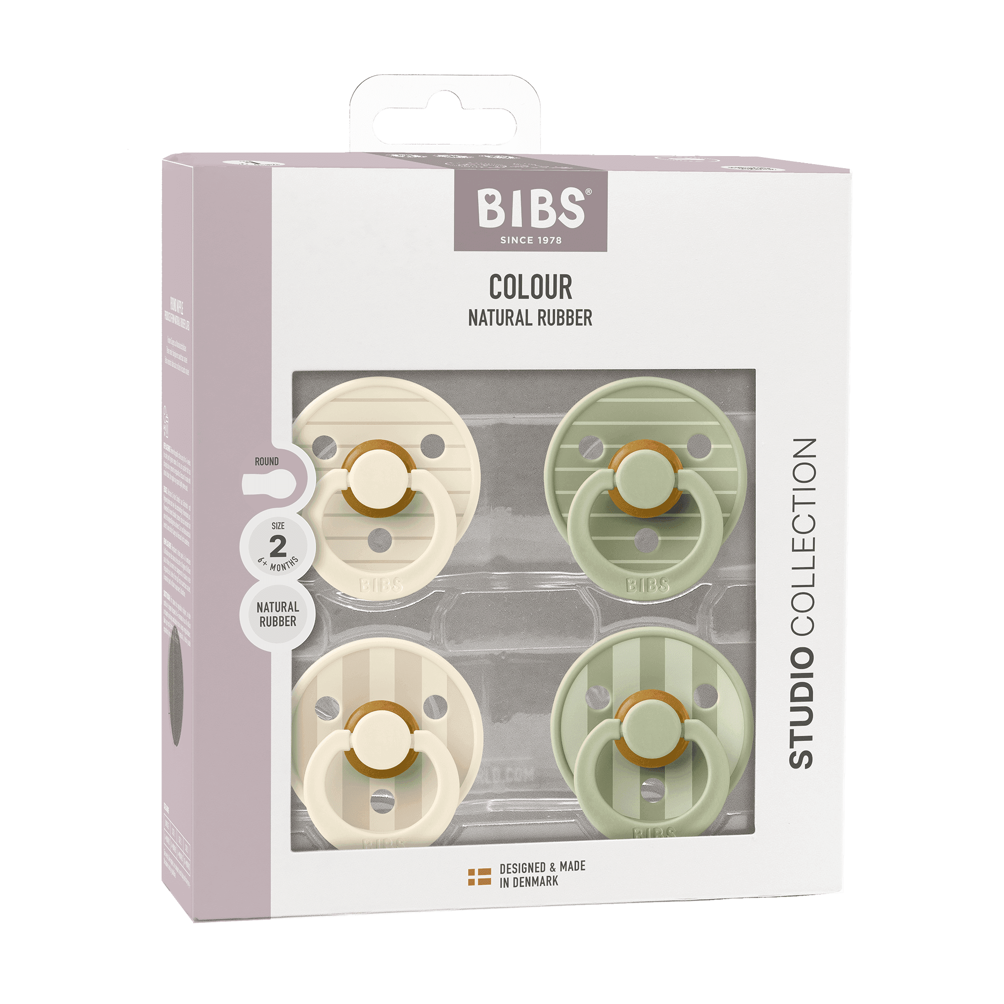 BIBS Studio Colour Latex Size 2 Pin Ivory Vanilla Mix/Pin Sage Mix 4-pack - produktbild 2