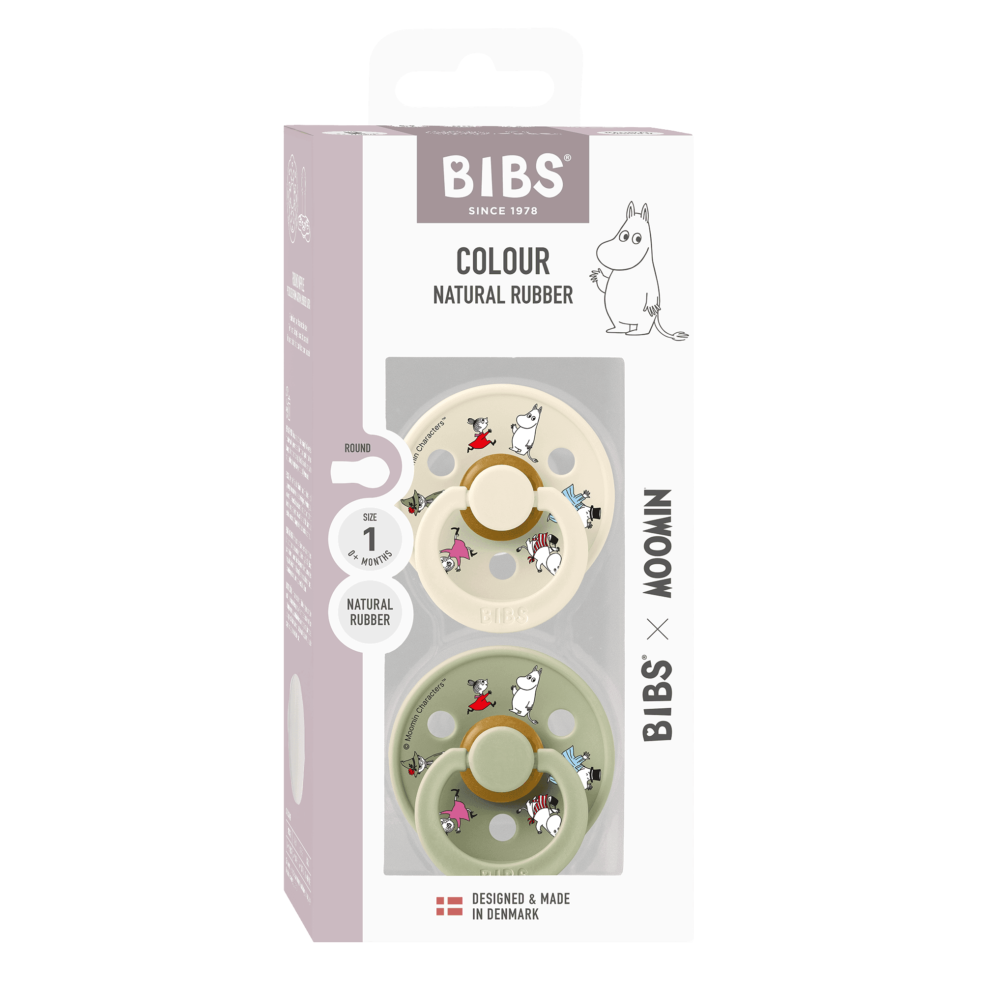 BIBS x Moomin Pacifier Colour Friends Latex Size 1 Ivory mix 2-pack - produktbild 3