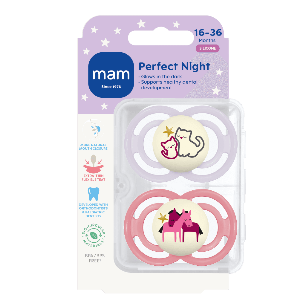 MAM Perfect Night Silicone 16-36 mån Pink 2-pack - produktbild 2