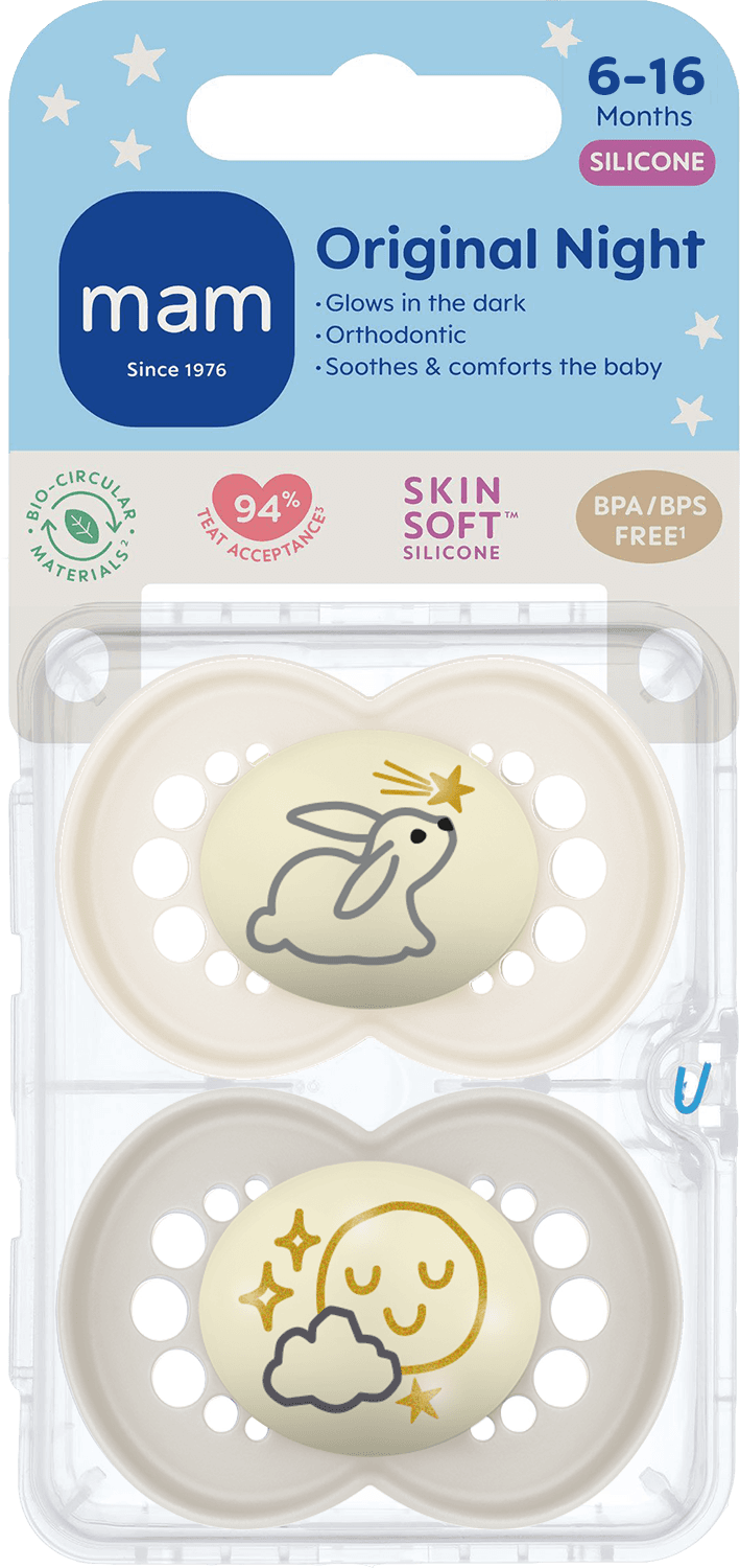MAM Original Night Silicone 6-16 mån Neutral 2-pack - produktbild 2