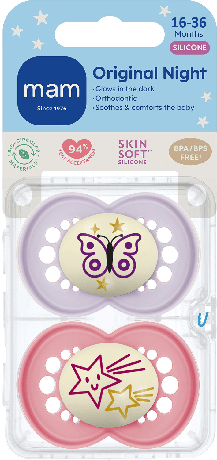 MAM Original Night Silicone 16-36 mån Pink 2-pack 2