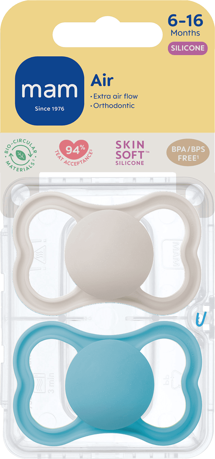 MAM Air Silicone 6-16 mån Blue Unprinted 2-pack - produktbild 2