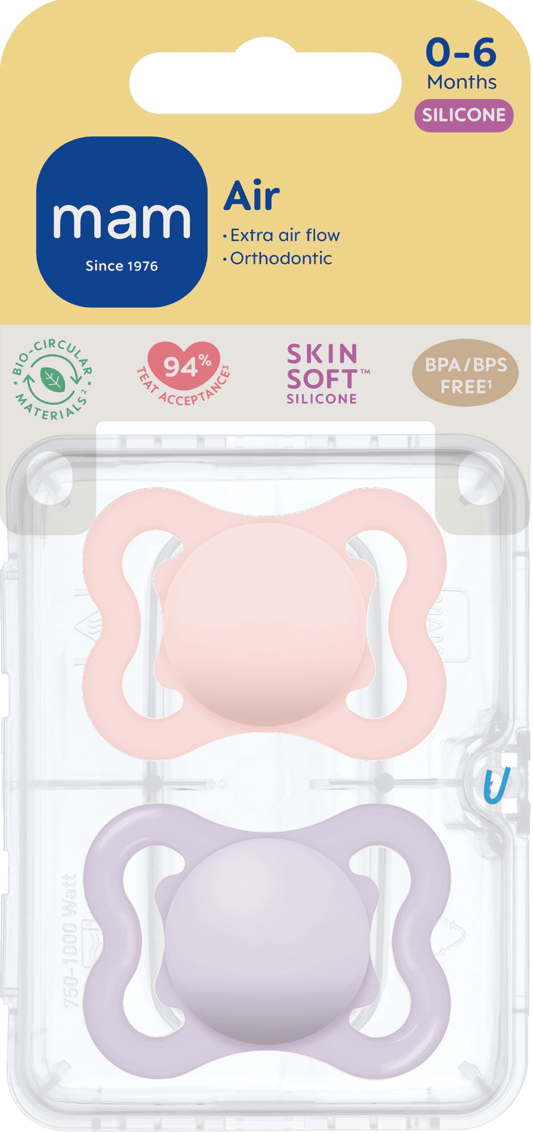 MAM Air Silicone 0-6 mån Pink 2-pack - produktbild 2