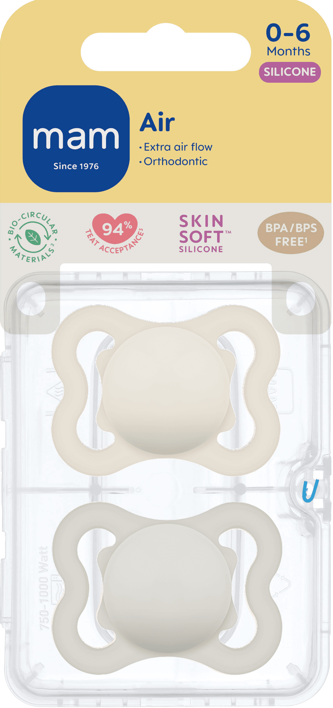 MAM Air Silicone 0-6 mån Neutral 2-pack - produktbild 2