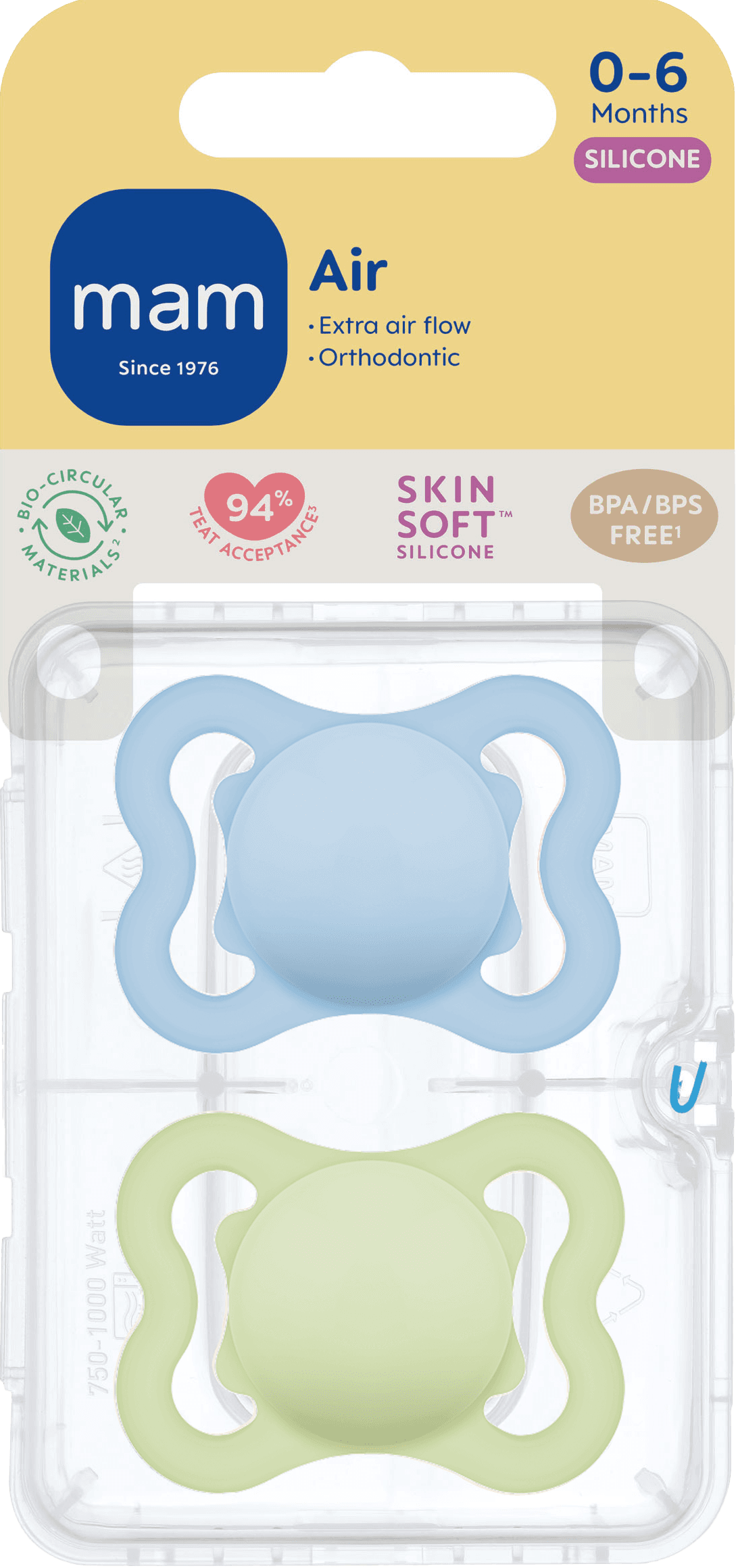 MAM Air Silicone 0-6 mån Blue 2-pack - produktbild 2
