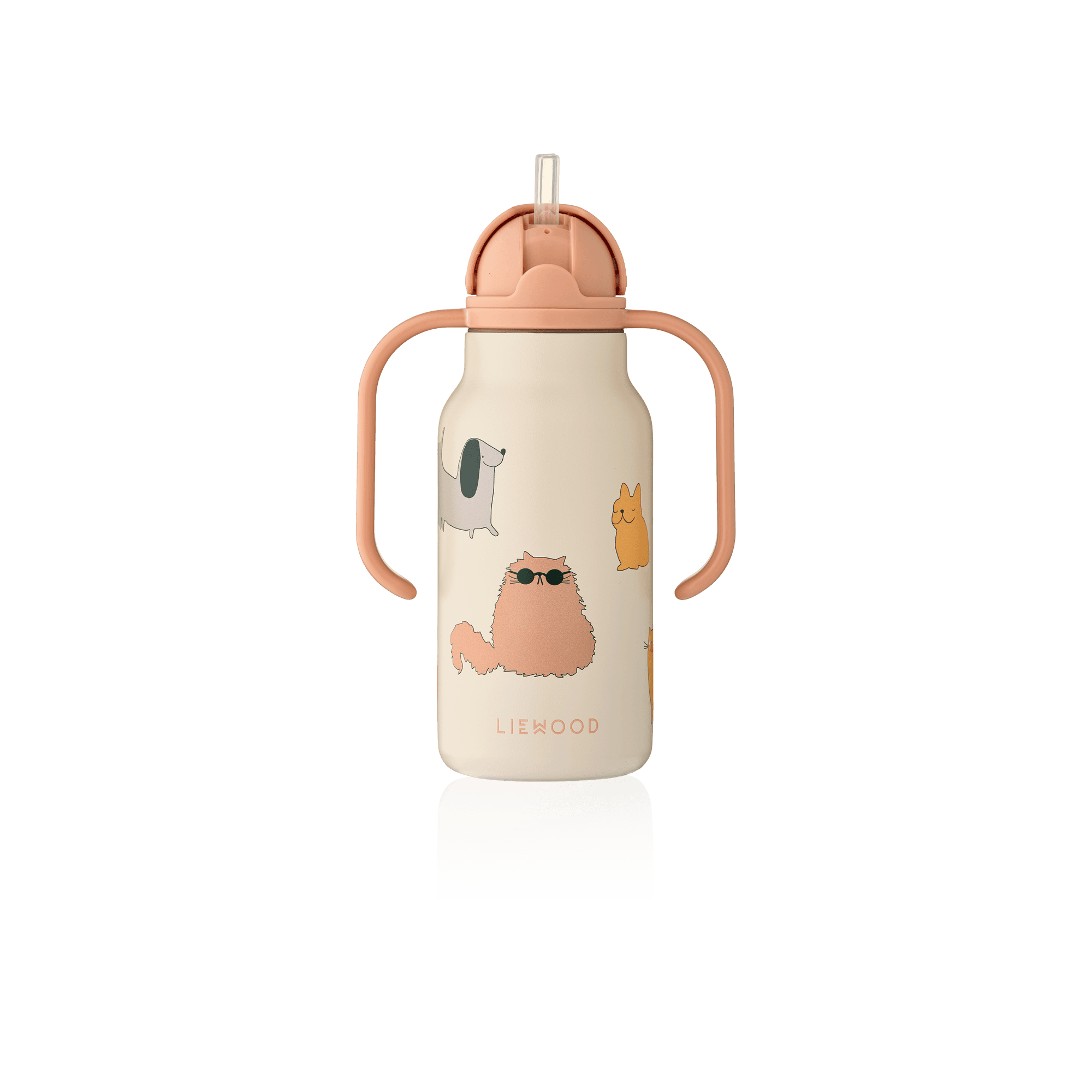LIEWOOD Kimmie Sugrörsflaska Cats and Dogs/Sandy 250 ml - produktbild 3