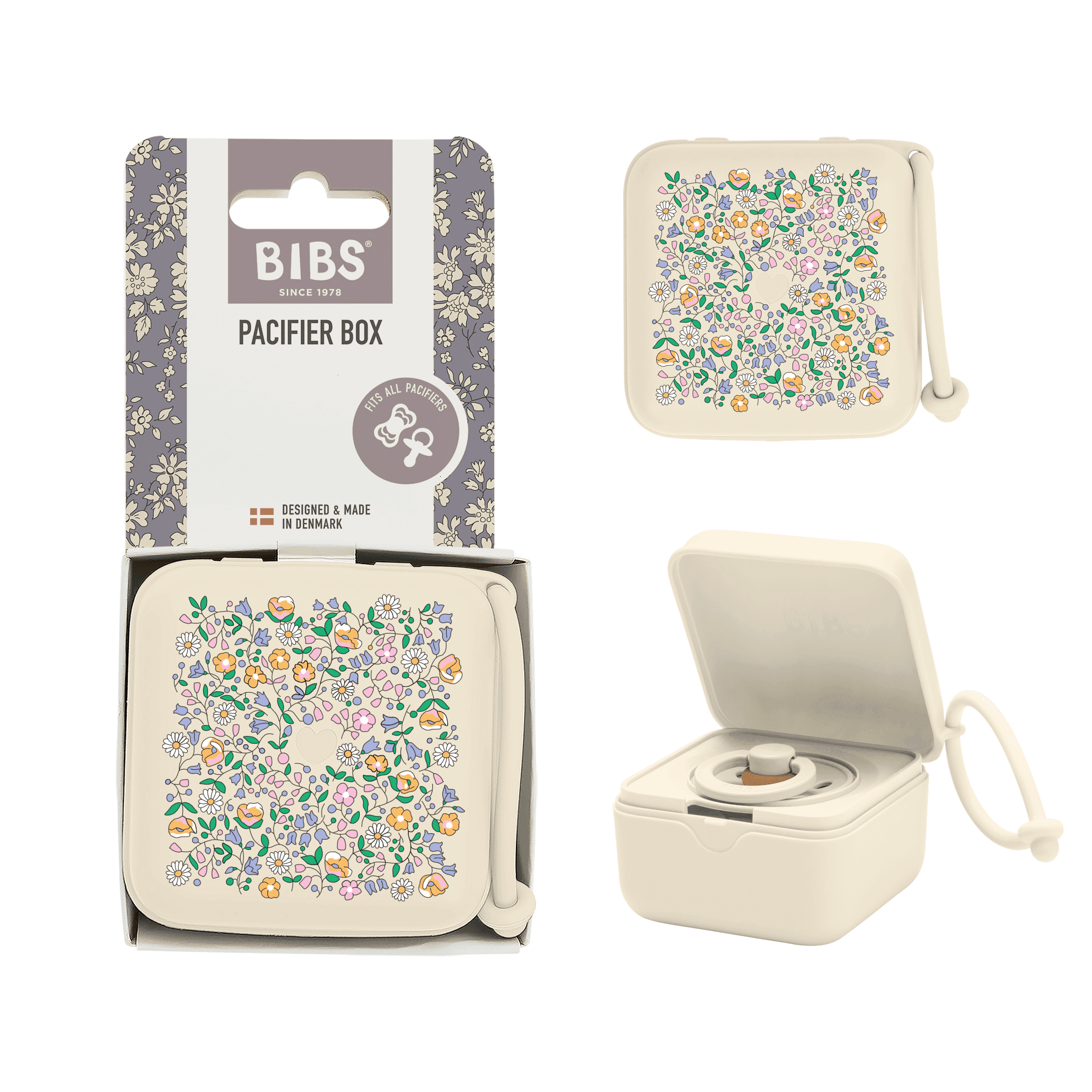 BIBS x Liberty Pacifier Box Chloe Meadow Ivory - produktbild 3