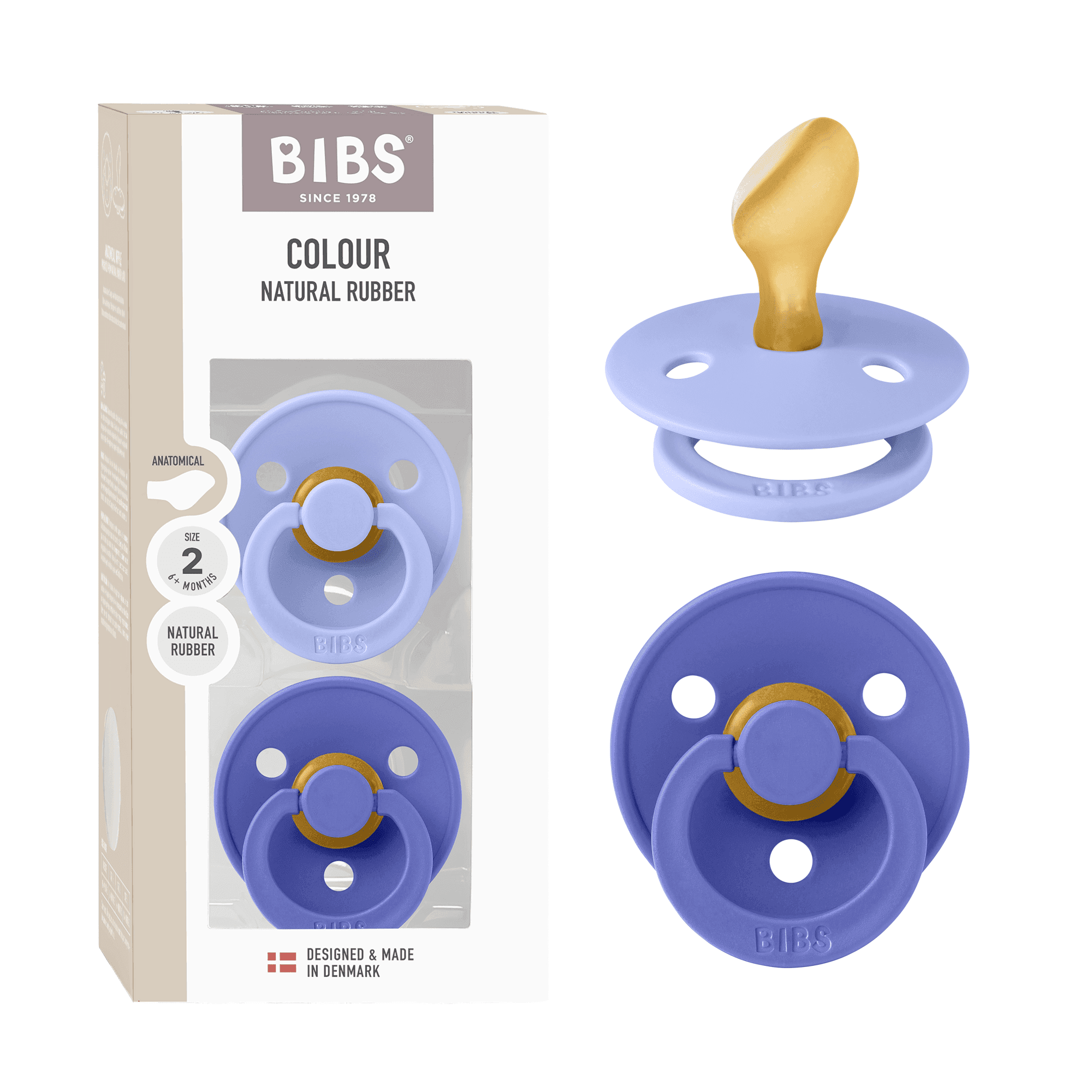BIBS Colour Latex Anatomical Size 2 Hush/Grape 2-pack - produktbild 4