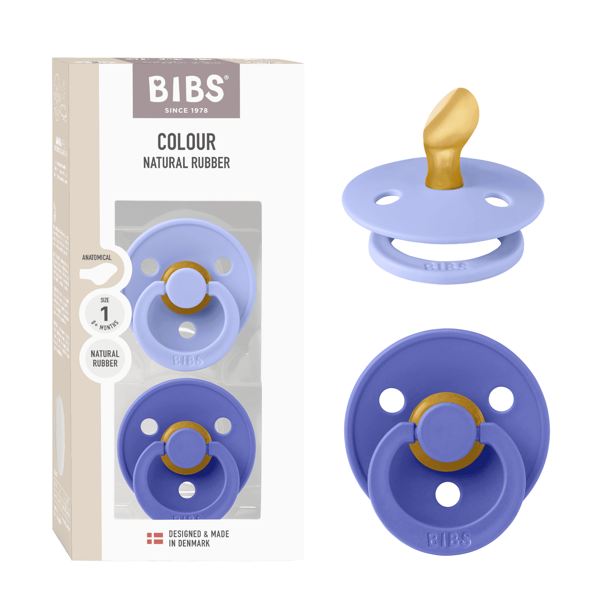 BIBS Colour Latex Anatomical Size 1 Hush/Grape 2-pack - produktbild 4