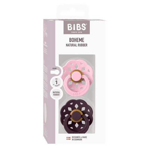 BIBS Boheme Latex Size 1 Baby Pink/Plum 2-pack - produktbild 3