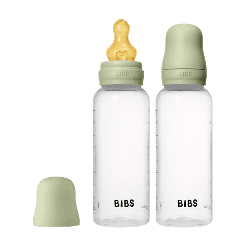 BIBS Baby Bottle Round Latex Medium Flow Sage 270 ml 2-pack