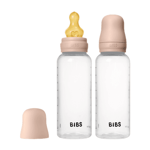 BIBS Baby Bottle Round Latex Medium Flow Blush 270 ml 2-pack