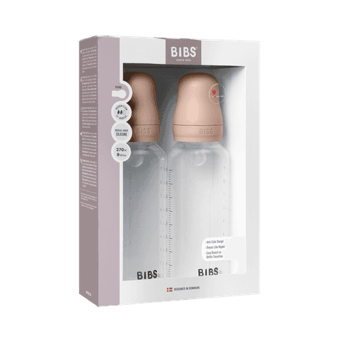 BIBS Baby Bottle Round Silicone Medium Flow Blush 270 ml 2-pack - produktbild 2