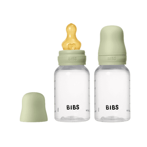 BIBS Baby Bottle Round Latex Slow Flow Sage 150 ml 2-pack