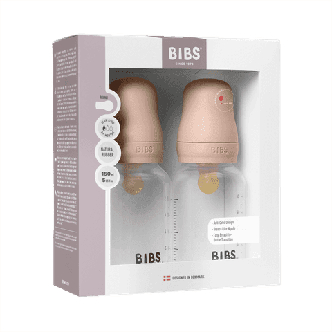 BIBS Baby Bottle Round Latex Slow Flow Blush 150 ml 2-pack - produktbild 2