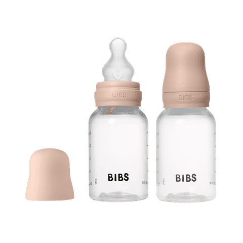 BIBS Baby Bottle Round Silicone Slow Flow Blush 150 ml 2-pack