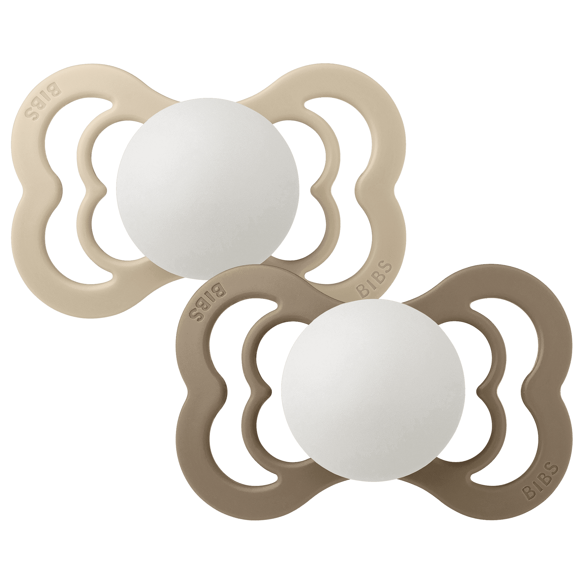 BIBS Supreme Silicone Size 2 Vanilla Glow/Dark Oak Glow 2-pack - produktbild 2