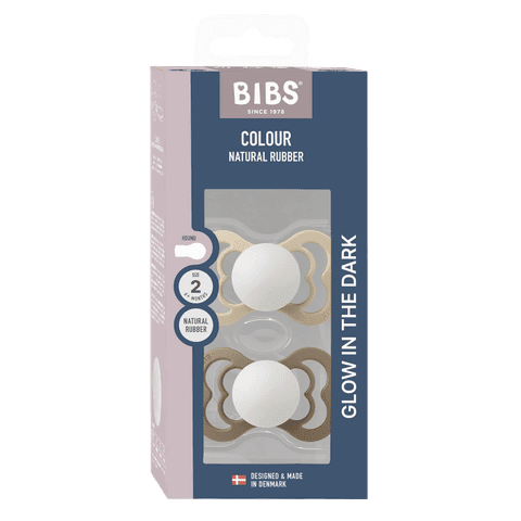 BIBS Supreme Silicone Size 2 Vanilla Glow/Dark Oak Glow 2-pack - produktbild 3