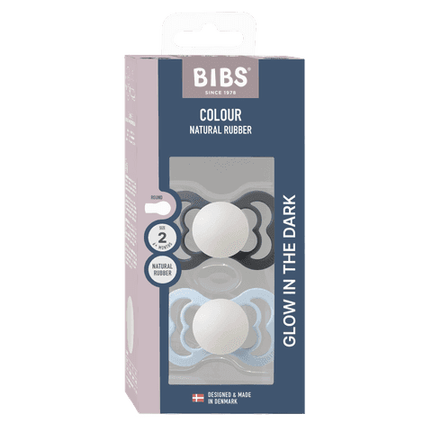 BIBS Supreme Silicone Size 2 Iron Glow/Baby Blue Glow 2-pack - produktbild 3