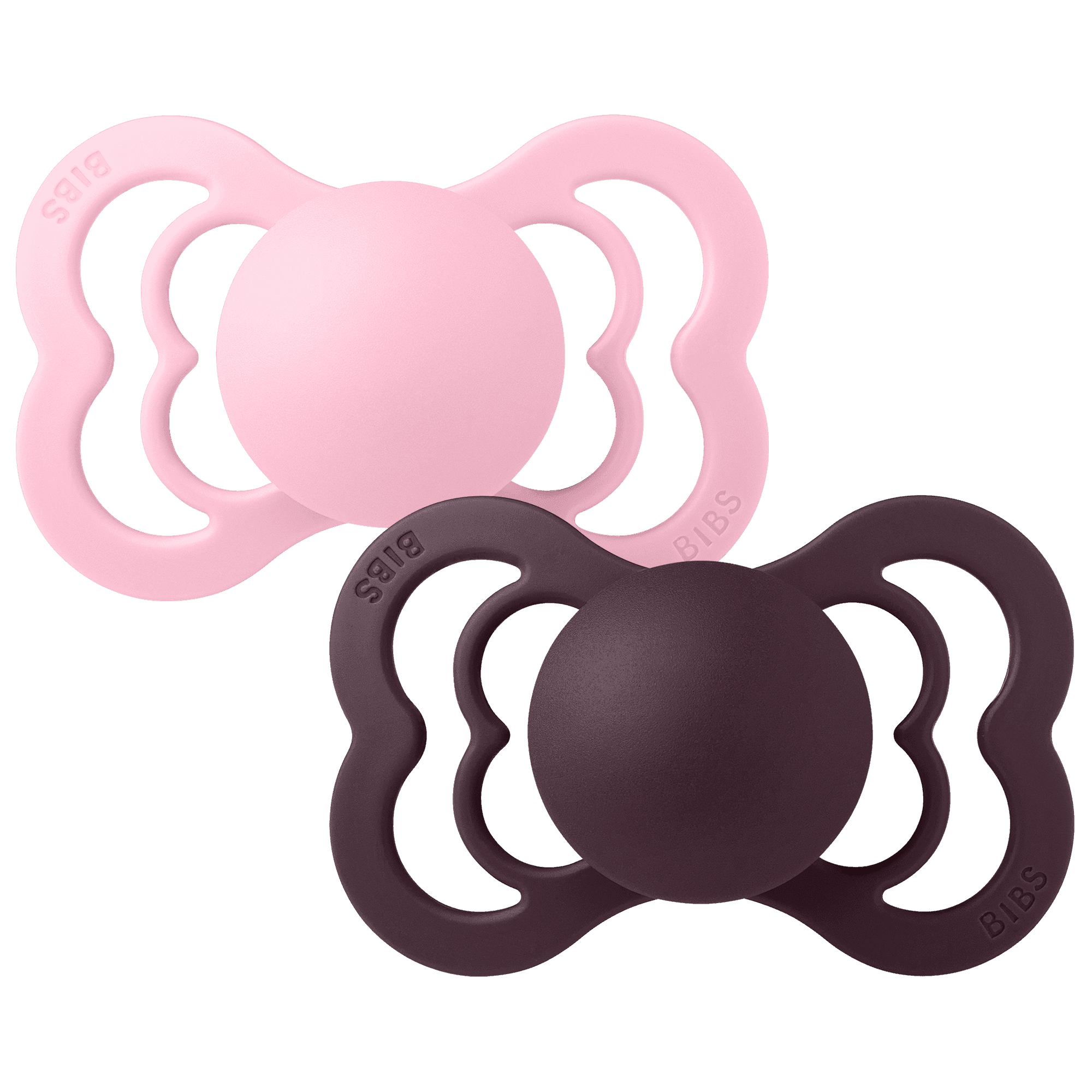 BIBS Supreme Silicone Size 2 Baby Pink/Plum 2-pack - produktbild 2