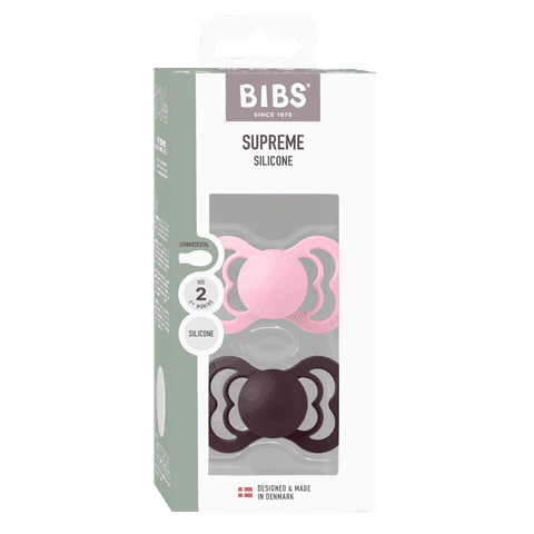 BIBS Supreme Silicone Size 2 Baby Pink/Plum 2-pack - produktbild 3