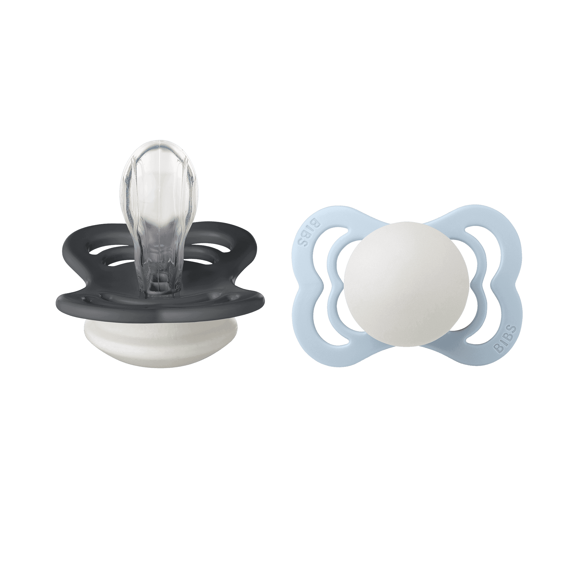 BIBS Supreme Silicone Size 1 Iron Glow/Baby Blue Glow 2-pack