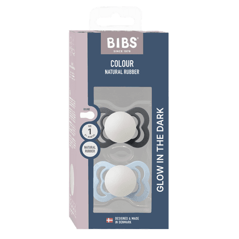 BIBS Supreme Silicone Size 1 Iron Glow/Baby Blue Glow 2-pack - produktbild 3