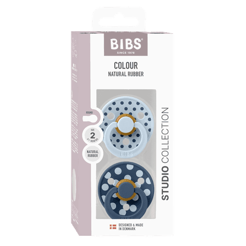 BIBS Studio Colour Polka Latex Size 2 Baby Blue/Steel Blue 2-pack - produktbild 3