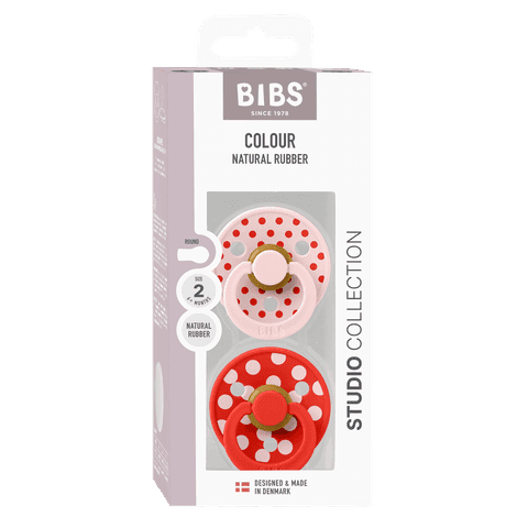 BIBS Studio Colour Polka Latex Size 2 Blossom/Candy Apple 2-pack - produktbild 3