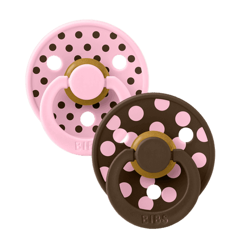 BIBS Studio Colour Polka Latex Size 2 Baby Pink/Mocha 2-pack - produktbild 2