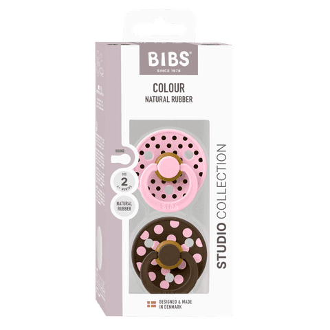 BIBS Studio Colour Polka Latex Size 2 Baby Pink/Mocha 2-pack - produktbild 3