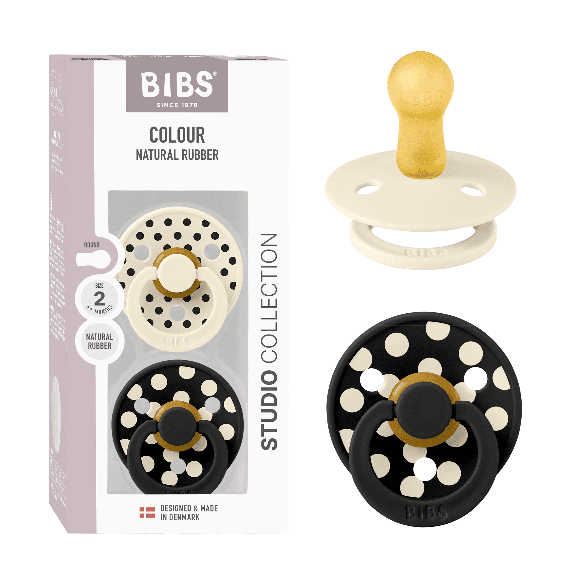 BIBS Studio Colour Polka Latex Size 2 Ivory/Black 2-pack - produktbild 4