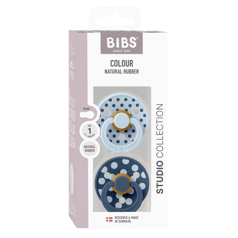 BIBS Studio Colour Polka Latex Size 1 Baby Blue/Steel Blue 2-pack - produktbild 3