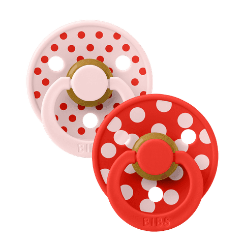 BIBS Studio Colour Polka Latex Size 1 Blossom/Candy Apple 2-pack - produktbild 2
