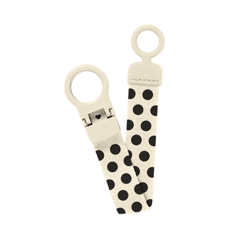 BIBS Studio Pacifier Clip Loop Polka Ivory Black - produktbild 2