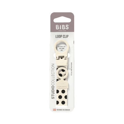 BIBS Studio Pacifier Clip Loop Polka Ivory Black - produktbild 3