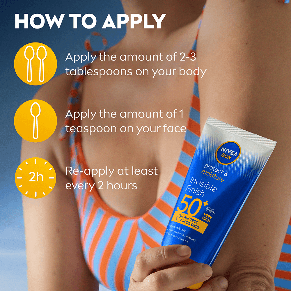NIVEA SUN Protect & Moisture Invisible Finish Lotion SPF50+ 150 ml - produktbild 4