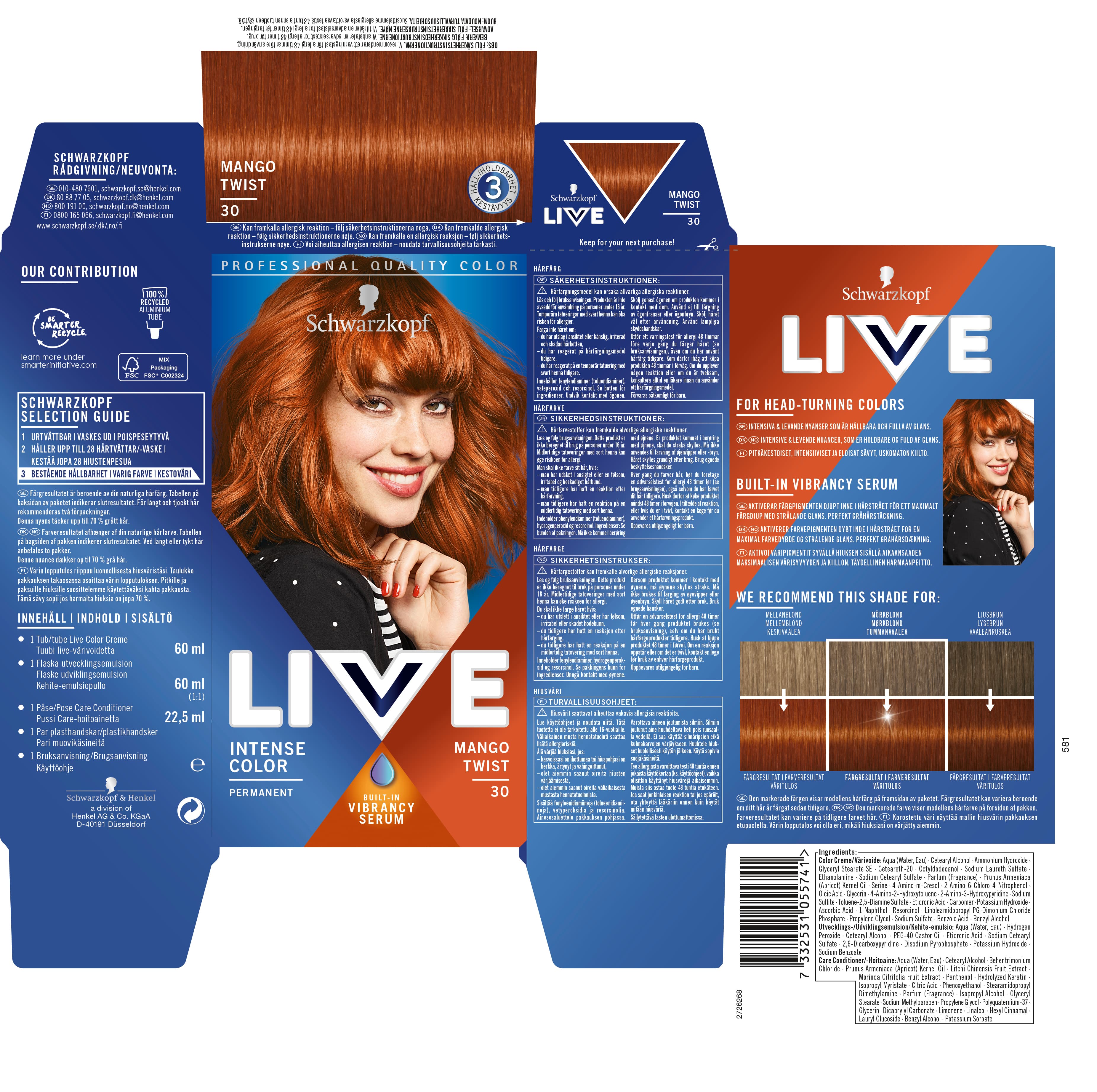 Schwarzkopf LIVE Hårfärg 30 Mango Twist 2