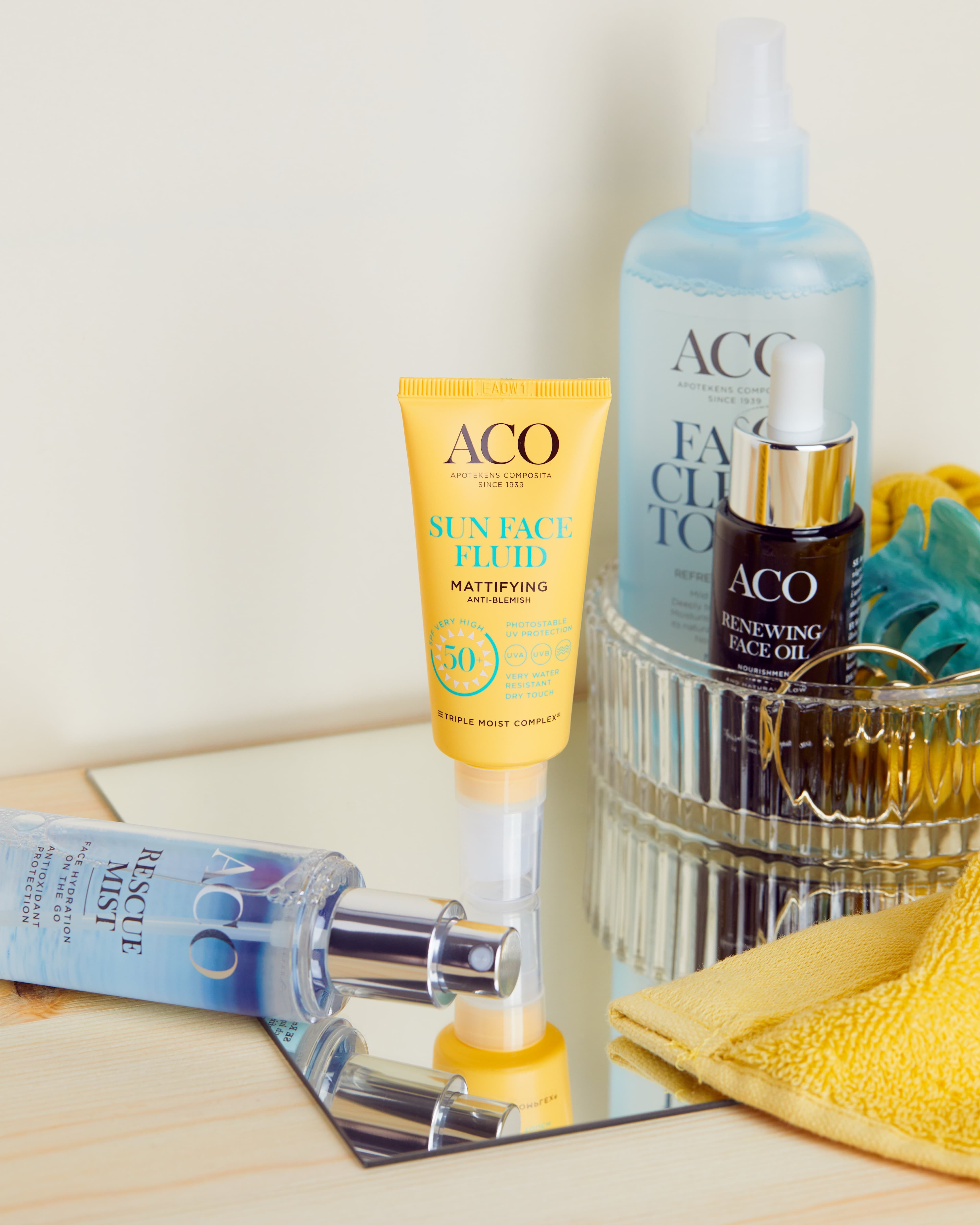 ACO Sun Face Mattifying Fluid SPF50+ Parfymfri Solskydd Ansikte 40 ml - produktbild 3