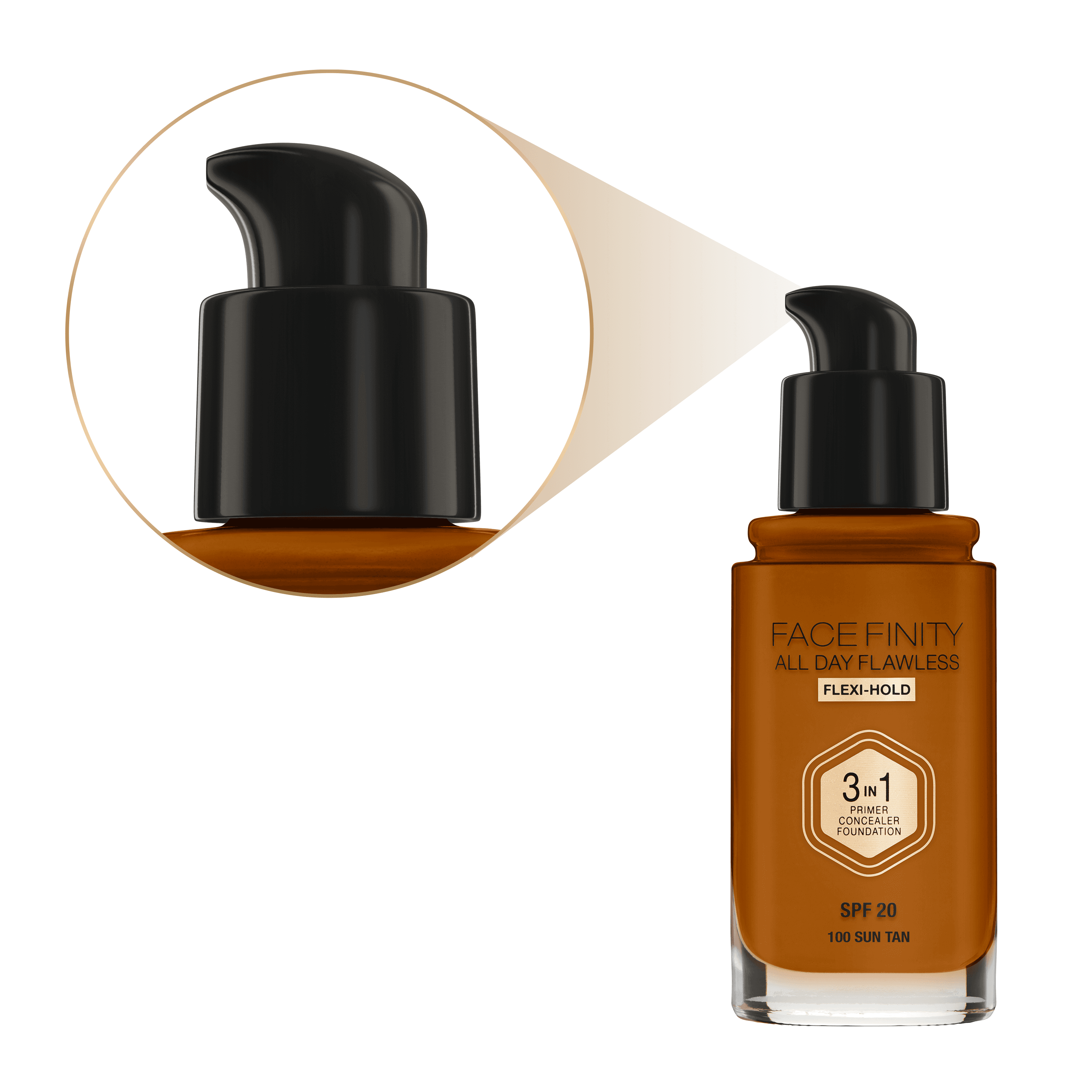 Max Factor Facefinity All Day Flawless Foundation 100 Sun Tan 30 ml 3